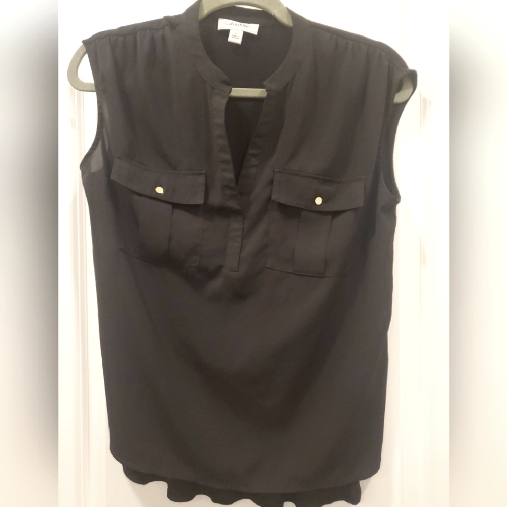 Calvin Klein Women's Blouse, Gold Button Size S